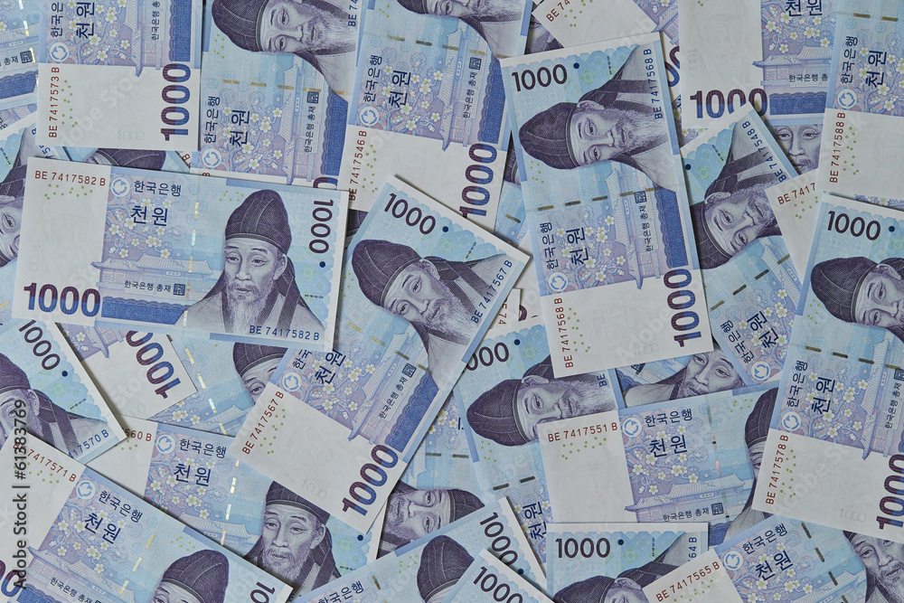 Korean won currency bills