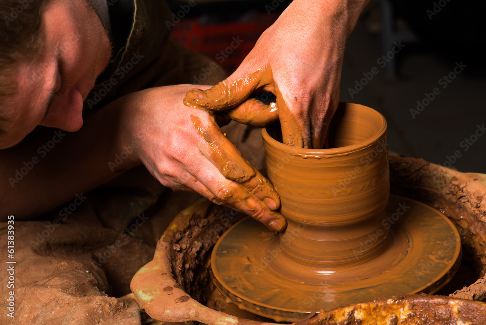 hands of a potter, creating an earthen jar hands of a potter, creating an earthen jar