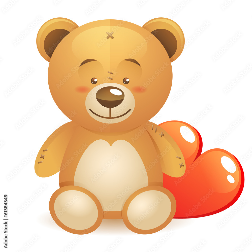 Cute teddy bear children toy with heart gift