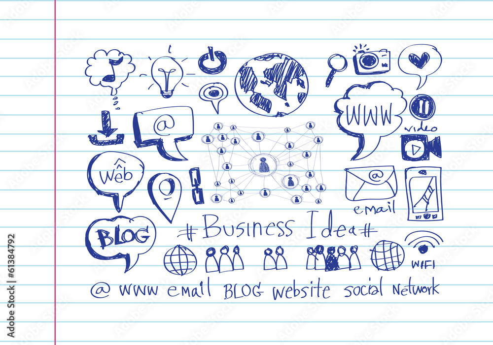Obraz premium Hand doodle Business icon set idea design