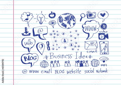 Hand doodle Business icon set idea design