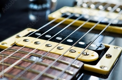 Detail of six-string electric guitar
