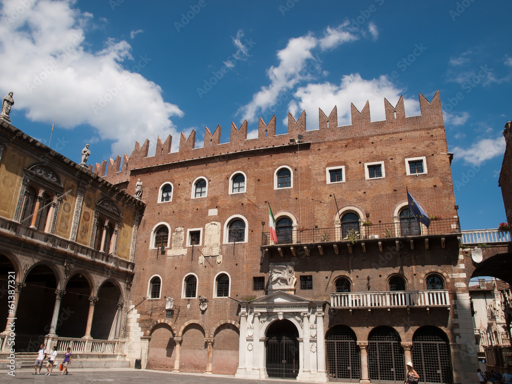 The facade of Cangrande Palace in Verona,Italy