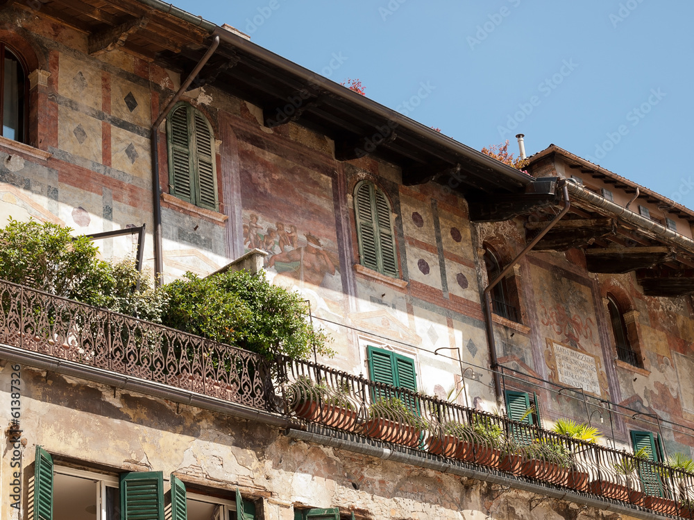 The beautiful building on the Square delle Erbe in Verona