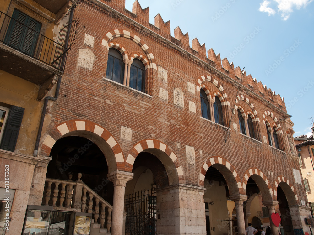 The facade famous Domus Mercatorum in Verona,Italy