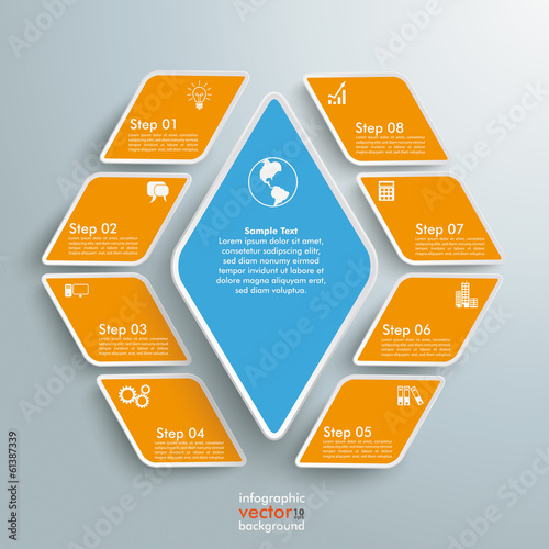 Blue Orange Rhombus Pieces 8 Options