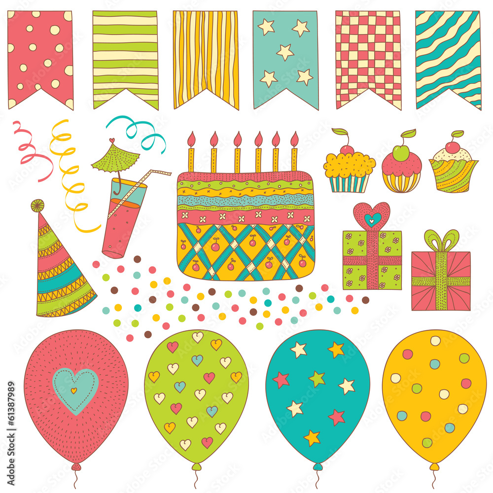 Birthday Surprise. Vector set. Birthday Surprise. Vector set.