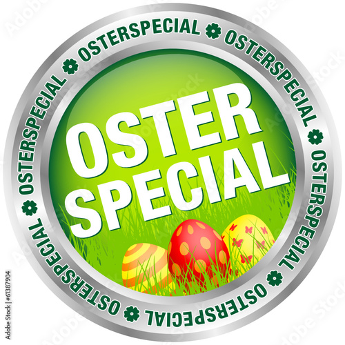Button "Osterspecial" Ostereier grün/rot/silber