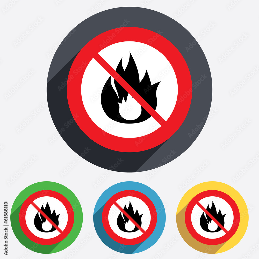 No Fire flame sign icon. Fire symbol. No Fire flame sign icon. Fire symbol.