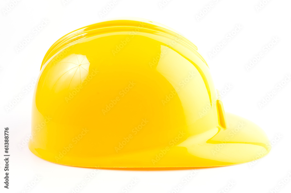 Fototapeta premium Yellow hard hat isolated on white background