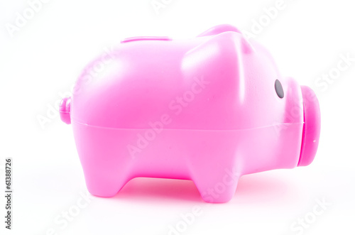 Pink piggy bank on isolated white background