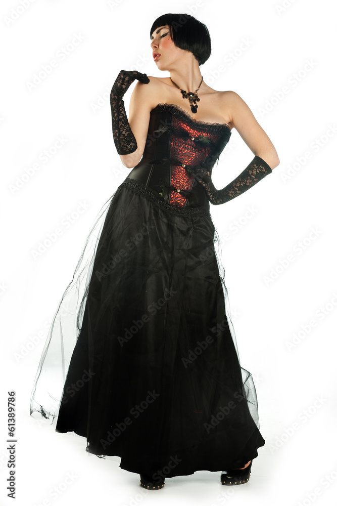 attractive woman in corset posing