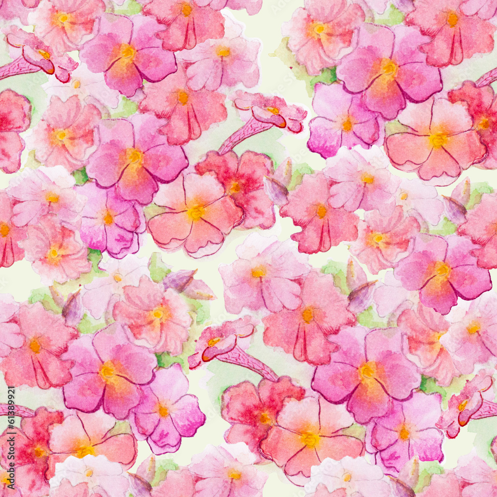 pink watercolour flower seamless pattern