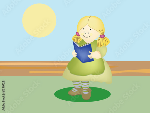 Bambina mentre legge vector