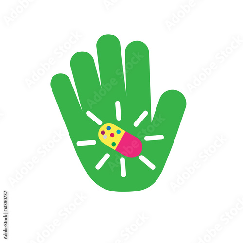 Vector logo hand with pill