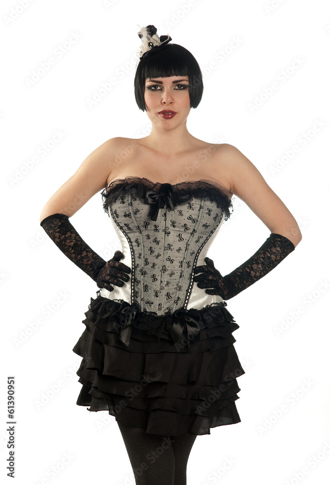 attractive woman in corset posing