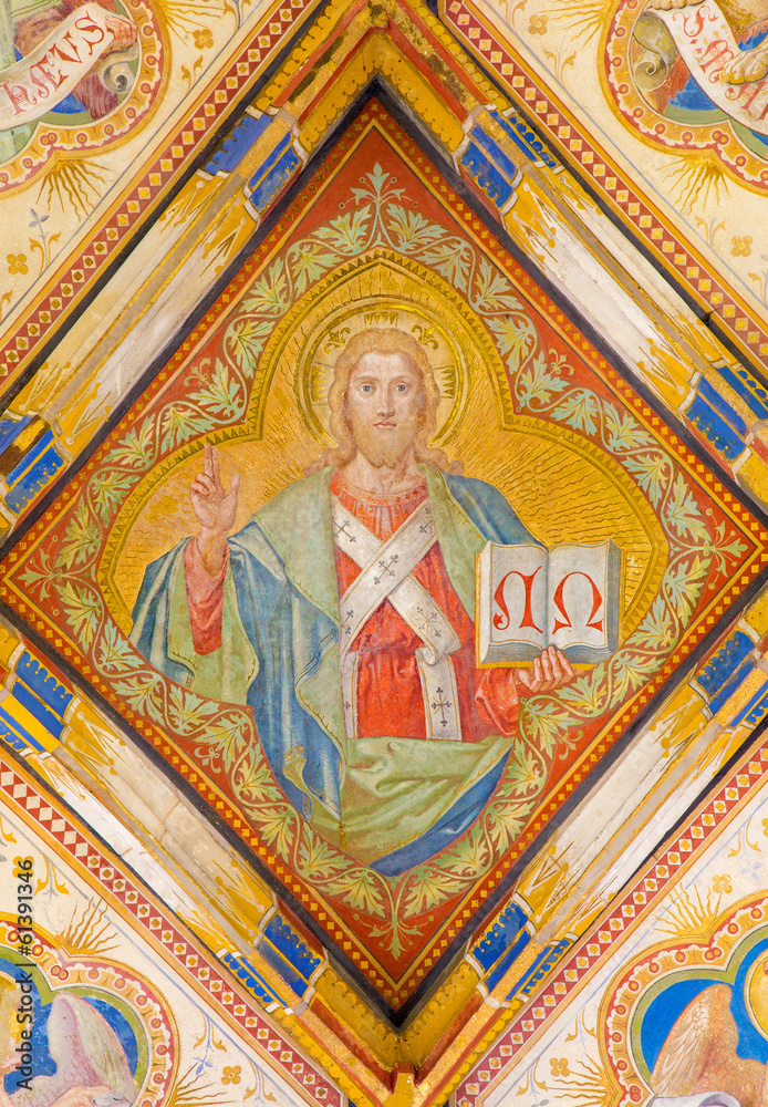 Bratislava  - Fresco of Jesus Christ and four evangelists.