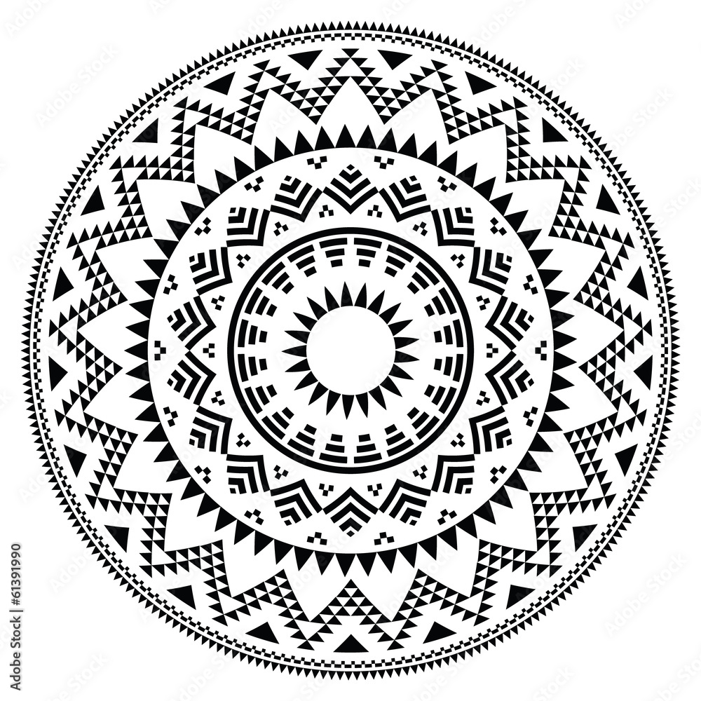 Tribal folk aztec geometric pattern in circle