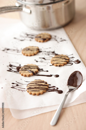 Food: Homemade chocolate covered oatmeal cookies photo