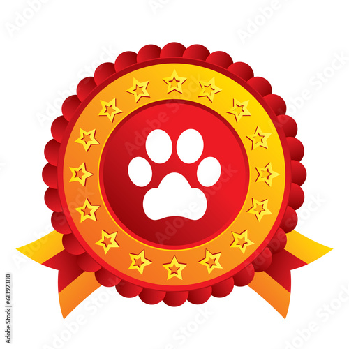 Dog paw sign icon. Pets symbol.