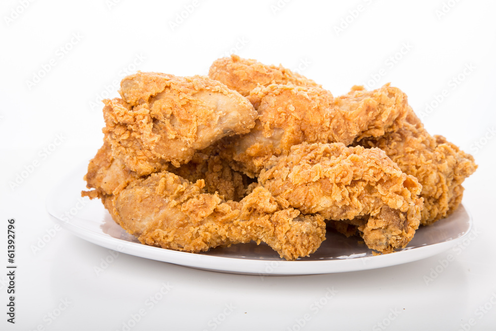 Fresh Fried Chicken on White Background Fresh Fried Chicken on White Background