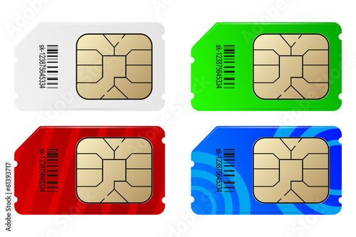 Set of color SIM cards