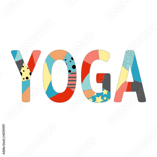 Name of yoga studio in positive colors. Vector illustration