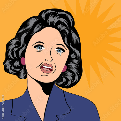 Pop Art illustration of a sad woman