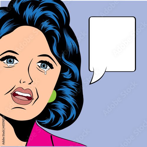 Pop Art illustration of a sad woman