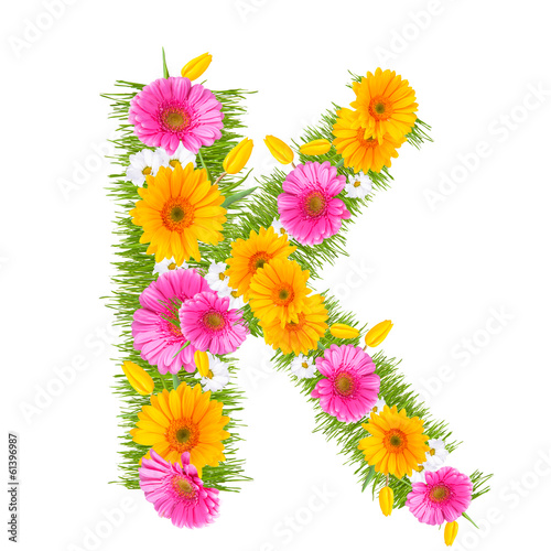 Spring color letter with flower  K  