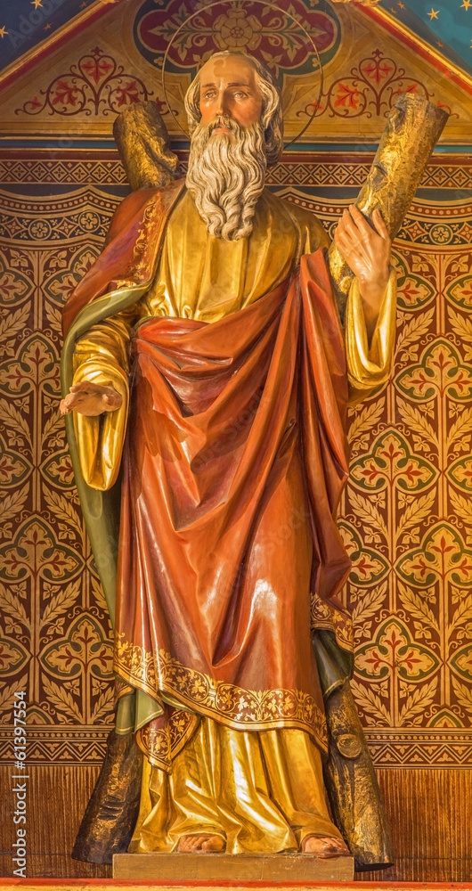 Bratislava - Apostle st. Andrew. Carved statue in cathedral