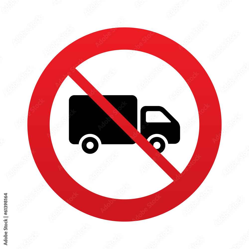 No Delivery truck sign icon. Cargo van symbol. No Delivery truck sign icon. Cargo van symbol.