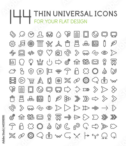Large collection of thin universal web icon set