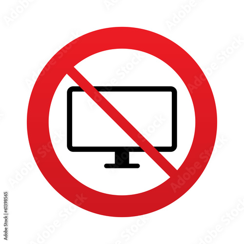 No Computer widescreen monitor sign icon.