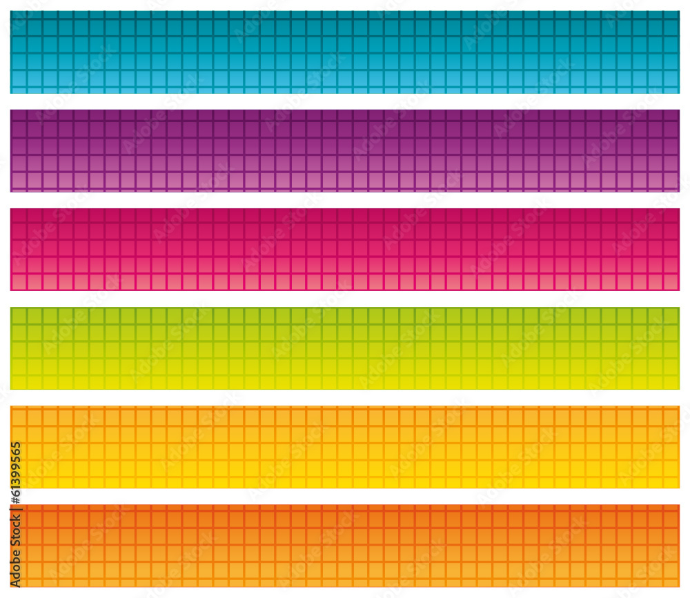 Checked commercial banners set. Bright colors.