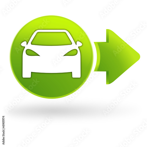 automobile sur symbole web vert