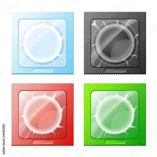 illustration of four multicolored condoms