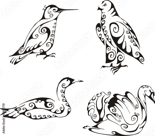 birds in tribal style