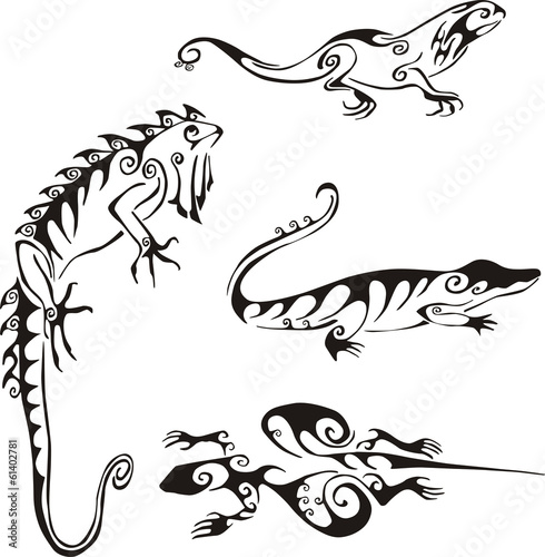 lizards in tribal style