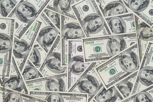 Hundreds of new Benjamin Franklin 100 dollar bills photo