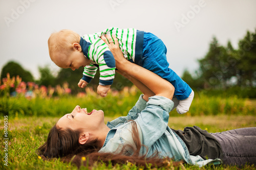 Mother with baby outdoors