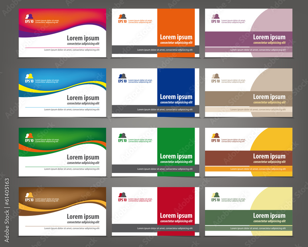 Set of 12 professional and designer horizontal business cards