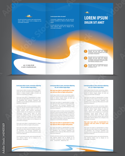 Vector empty trifold brochure template design