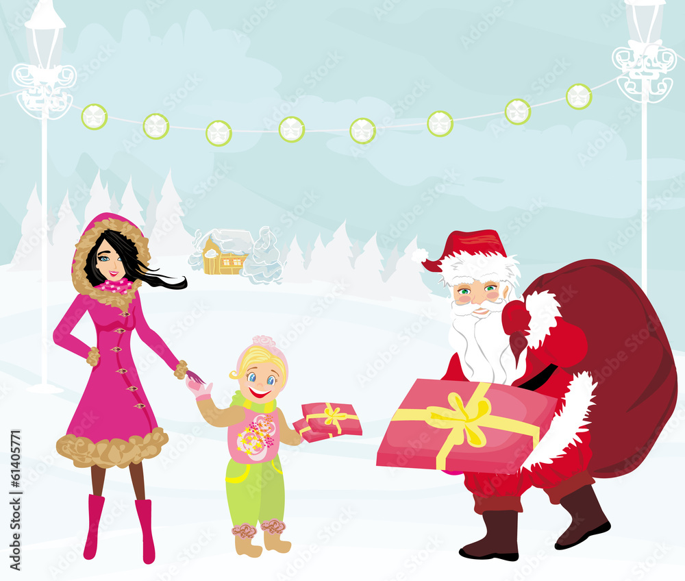 santa claus distributes gifts santa claus distributes gifts