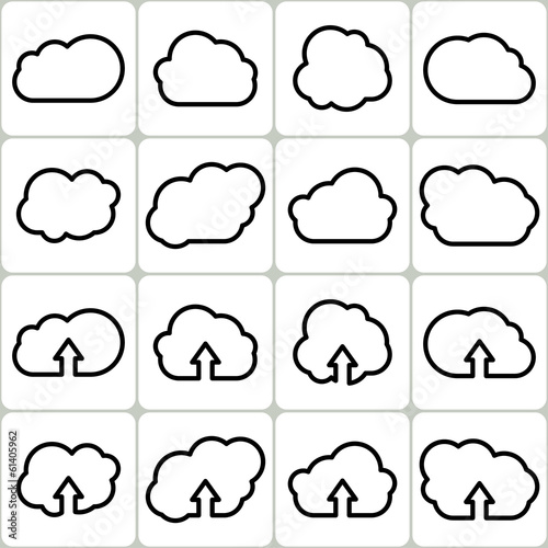 Cloud Shapes Set, Vector Icons Illustration.