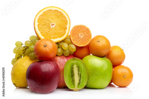 Composition with fruits isolated on a white