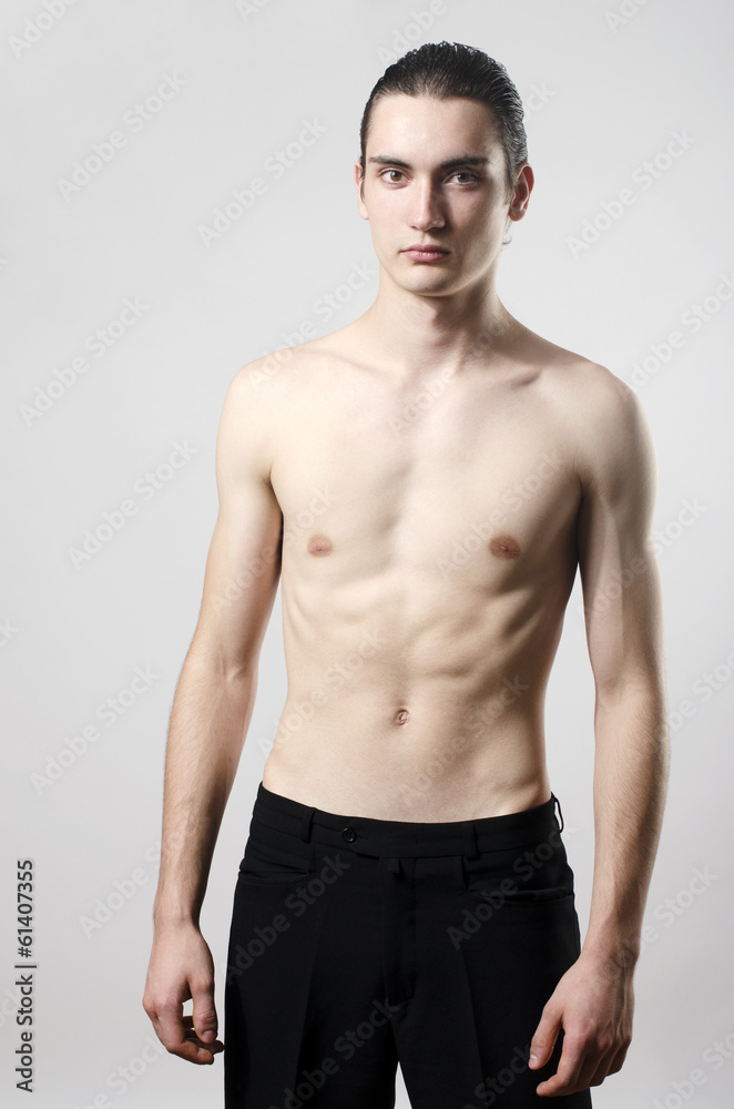 Very skinny young man, slim beautiful boy, anorexic body Stock Photo |  Adobe Stock