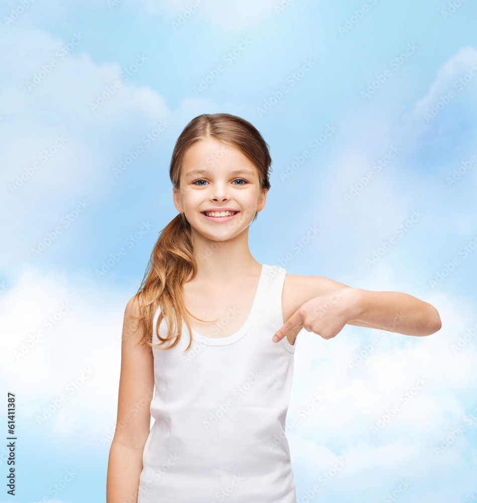 smiling teenage girl in blank white shirt smiling teenage girl in blank white shirt