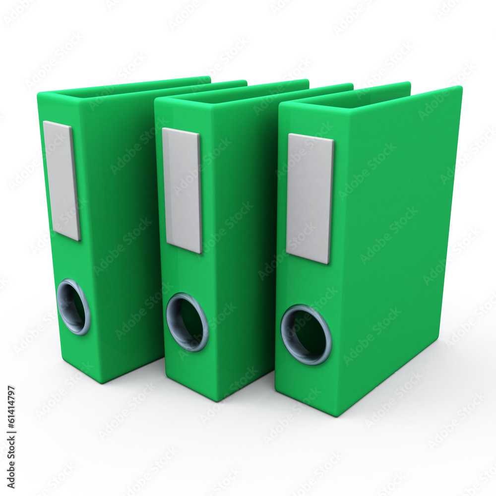 Green office archive folders, 3d Green office archive folders, 3d
