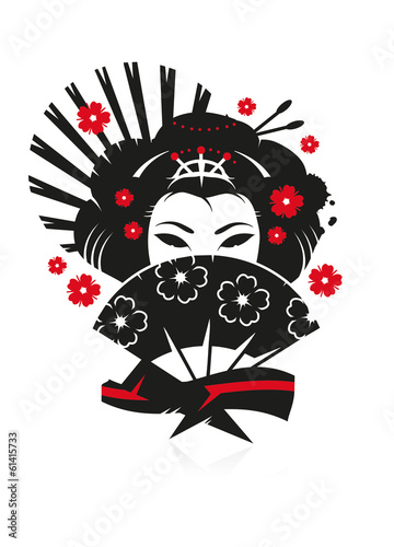 Eine Geisha mit einem Fächer